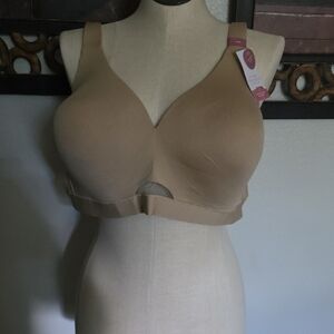 Tan Full-Coverage Bra with Molded Cups and Underwire